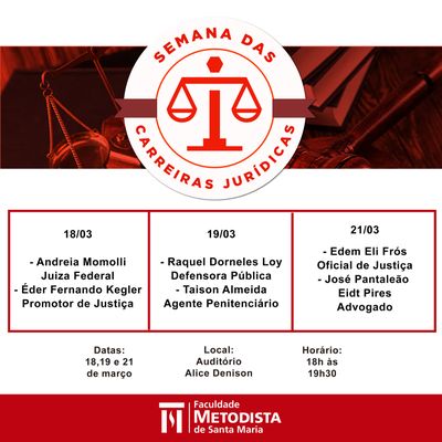 Curso de Direito promove 1ª edição da Semana de Carreiras Jurídicas