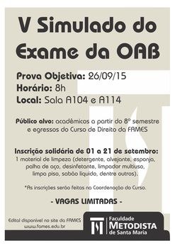 Curso de Direito promove simulado da OAB Curso de Direito promove simulado da OAB