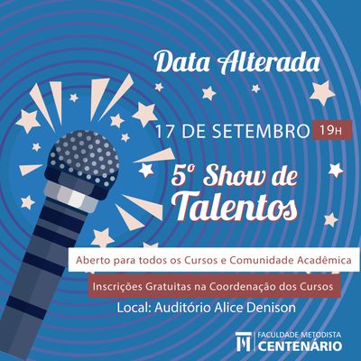 Faculdade Centenário promove Show de Talentos em 17 de setembro
