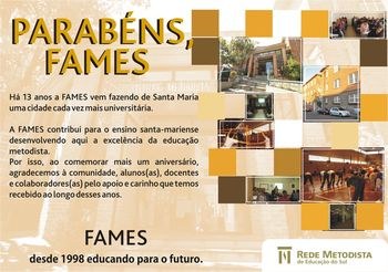 FAMES comemora 13 anos em clima de solidariedade FAMES comemora 13 anos em clima de solidariedade