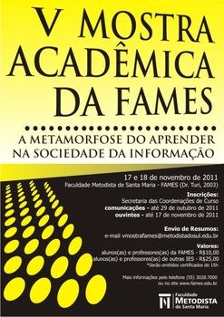 FAMES prorroga prazo para inscrição de trabalhos na V Mostra Acadêmica FAMES prorroga prazo para inscrição de trabalhos na V Mostra Acadêmica