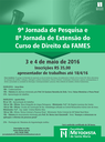 Inscrições abertas para 9ª Jornada de Pesquisa e 8ª Jornada de Extensão do curso de Direito