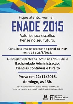 Questionário do Estudante do ENADE 2015 já pode ser preenchido Questionário do Estudante do ENADE 2015 já pode ser preenchido