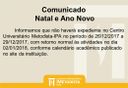 Comunicado- Natal e Ano Novo