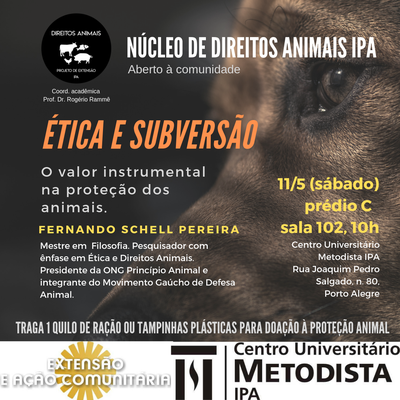 Núcleo de Direitos Animais promove palestra pra debater estratégias de proteção animal