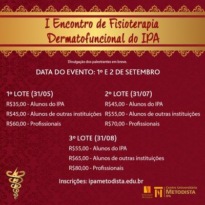 I Encontro de Fisioterapia Dermatofuncional do IPA está com as inscrições abertas