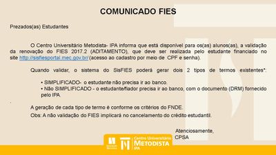 Comunicado: FIES