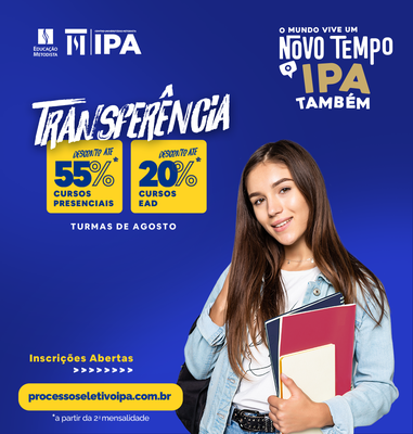 Transferências para graduação presencial e EAD têm descontos no IPA